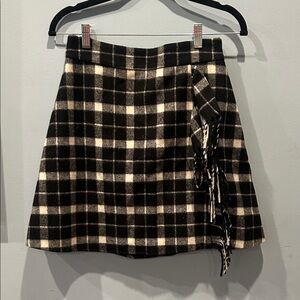 Kate Spade Black and Cream Plaid A-Line Skirt